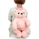 Pink Teddy bear back pack with black loop and adjustable straps
