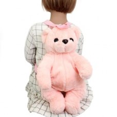Pink Teddy bear back pack with black loop and adjustable straps