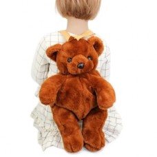 Rusty brown Teddy bear back pack with black loop and adjustable straps