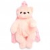 Pink Teddy bear back pack with black loop and adjustable straps