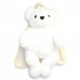 White Teddy bear back pack with black loop and adjustable straps